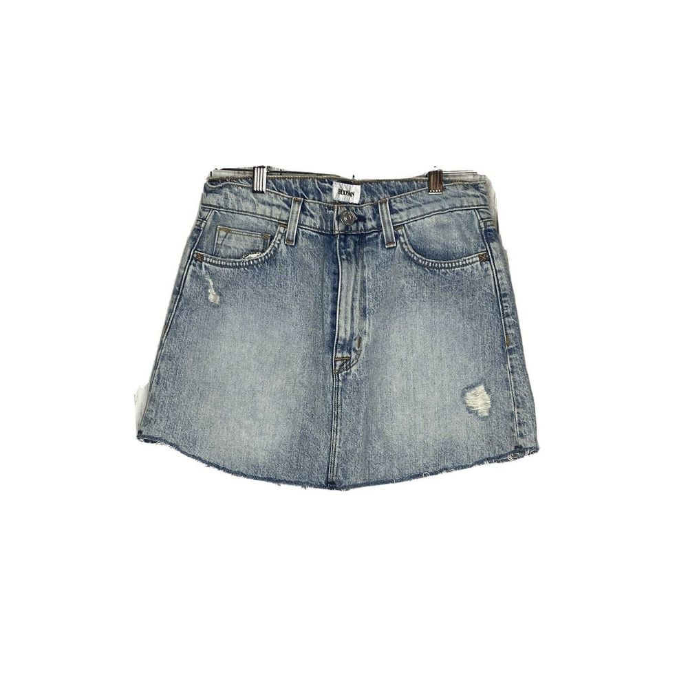 HUDSON Denim Mini Skirt Vivid Raw Hem Sz 24